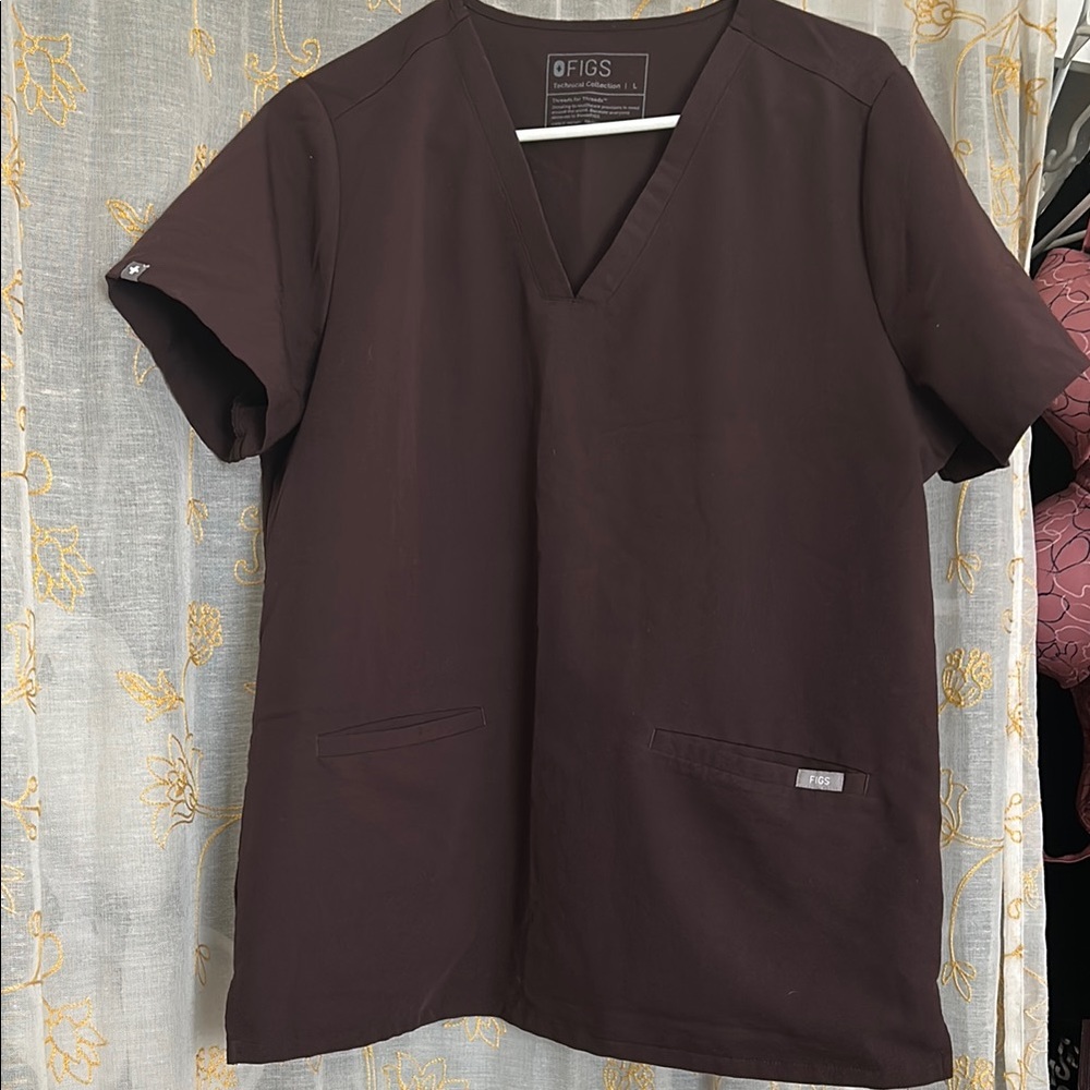 Figs Dark Brown Scrub Top